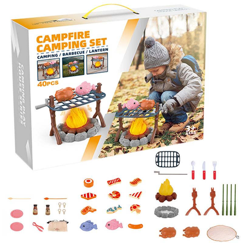 Kids Outdoor Grill Set - 어린이용 미니 음식 캠프파이어 장난감, 바베큐