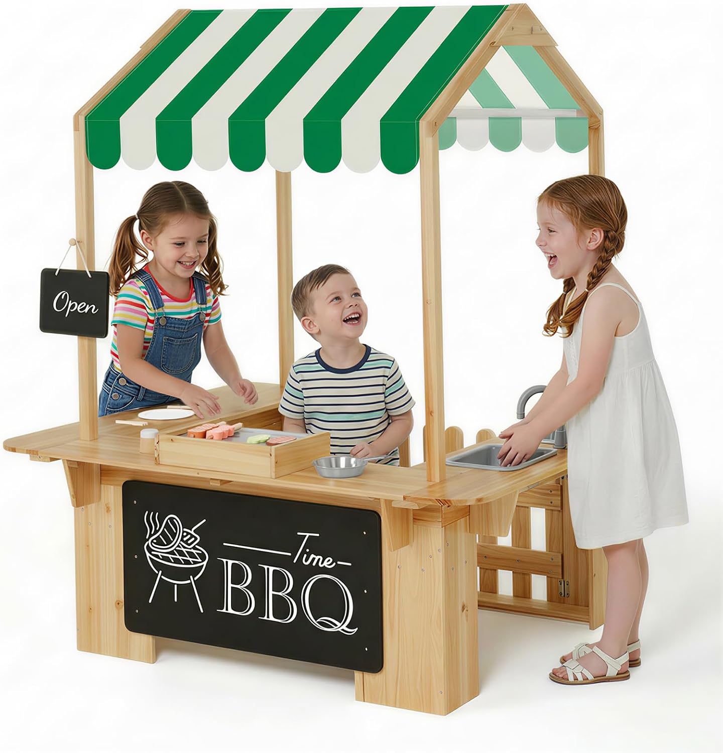 Kids Outdoor Mud Kitchen - 어린이 야외 놀이집, 진흙 주방, 바베큐