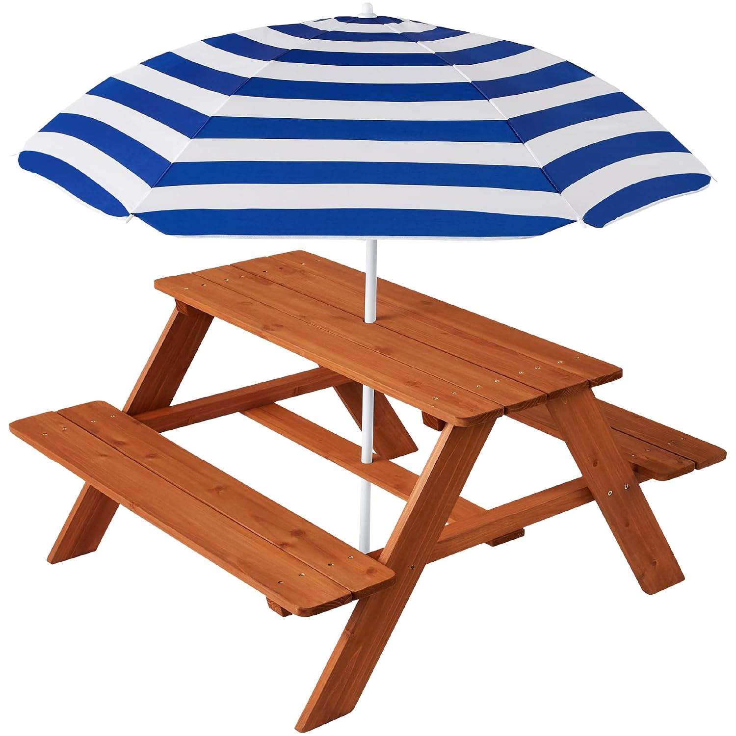 Kids Outdoor Umbrella For Table - 우드 키즈 피크닉 테이블(우산 포함), 야외