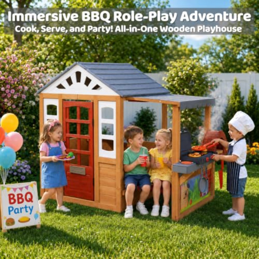 3~8세 어린이용 야외 놀이집, 삼나무, 갈색, 바베큐 - Kids Outdoor Grill Set 리뷰 및 가격