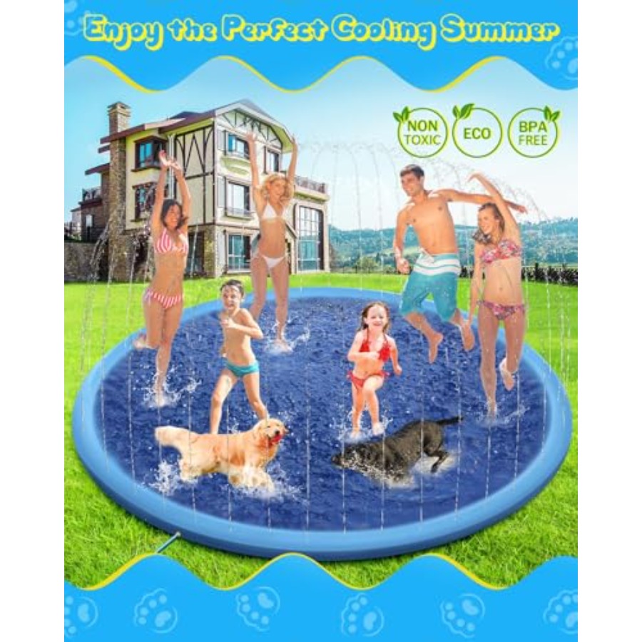 어린이와 반려견을 위한 야외 물놀이장: 157인치 두꺼 - Sprinkler Splash Pad 리뷰 및 가격