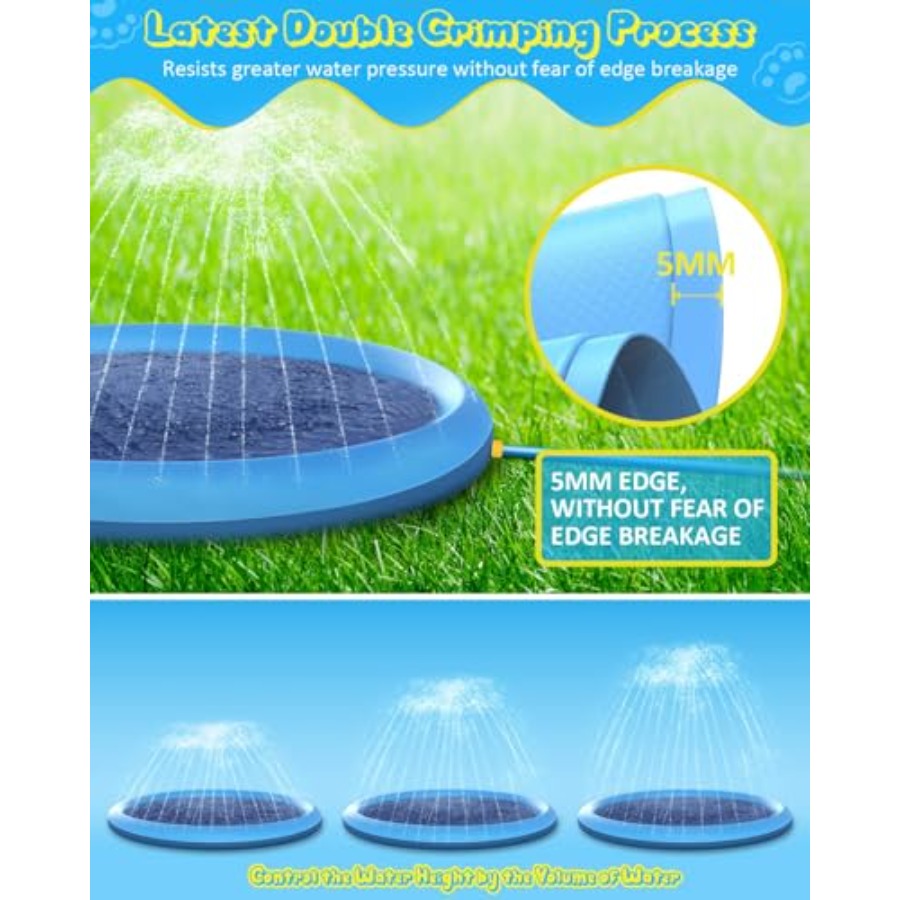 어린이와 반려견을 위한 야외 물놀이장: 157인치 두꺼 - Sprinkler Splash Pad 리뷰 및 가격