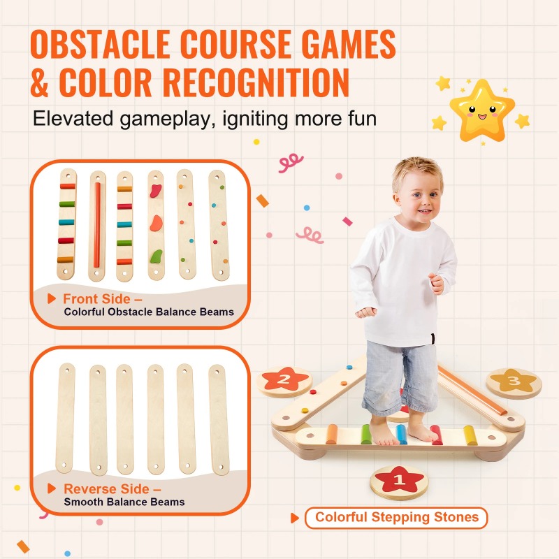 6개의 균형 블록 스테핑 스톤 실내외용 나무 유아용 균 - Kids Outdoor Balance Beam 리뷰 및 가격