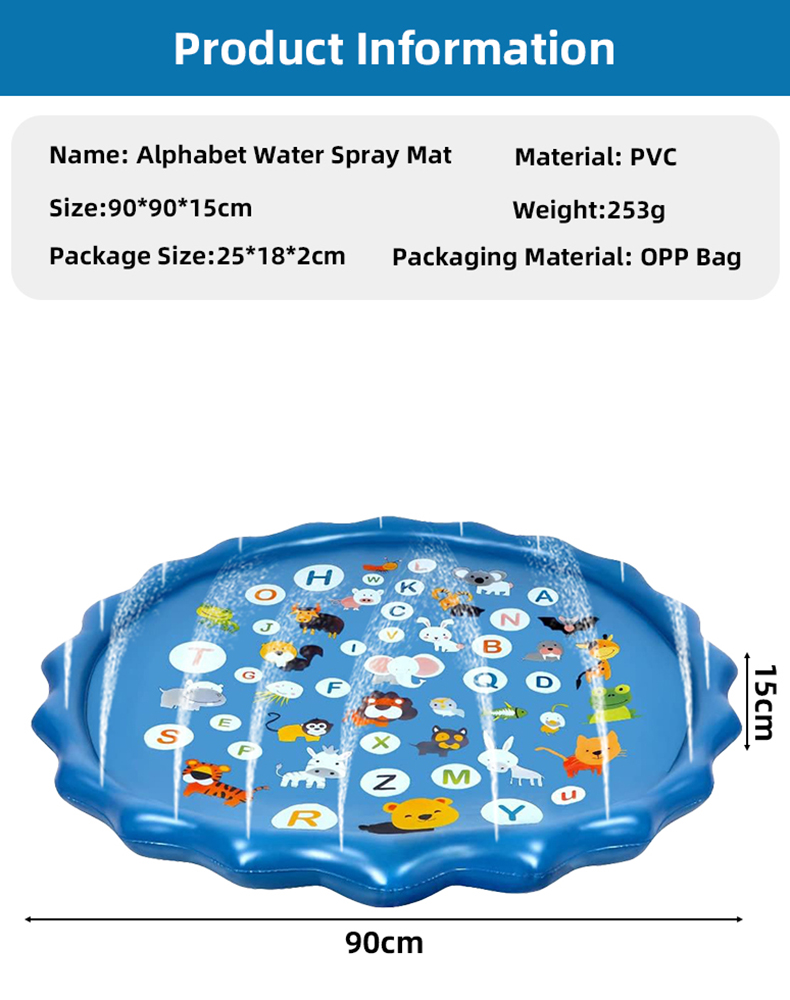 알파벳 모양 에어 주입식 물놀이 매트, 어린이 물놀이  - Sprinkler Splash Pad 리뷰 및 가격