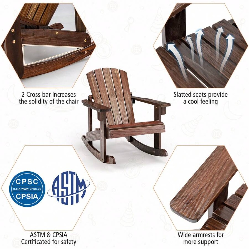 야외용 나무 어린이 아디론닥 흔들의자, 슬랫 시트, 정 - Kids Outdoor Adirondack Chair 리뷰 및 가격