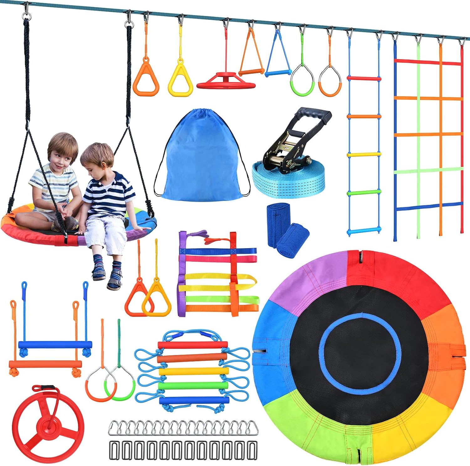 어린이 야외 닌자 워리어 장애물 코스 50피트 스윙 세 - Kids Outdoor Ninja Set 리뷰 및 가격