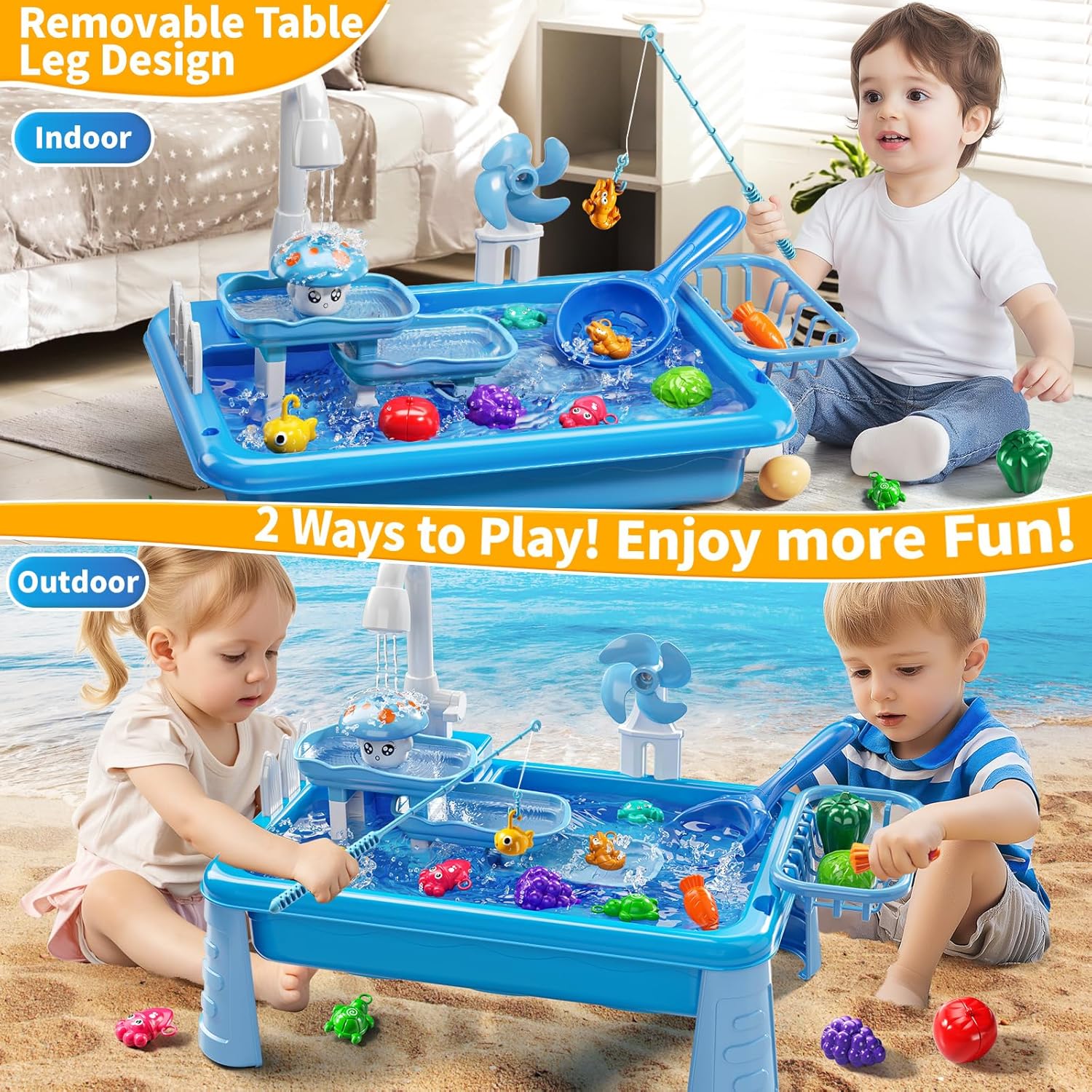 어린이용 물놀이 싱크대 장난감, 흐르는 물과 낚시 게임 - Kids Outdoor Table 리뷰 및 가격