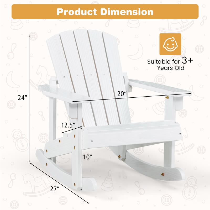 야외용 목재 어린이용 아디론닥 흔들의자(슬랫 시트 포함 - Kids Outdoor Adirondack Chair 리뷰 및 가격