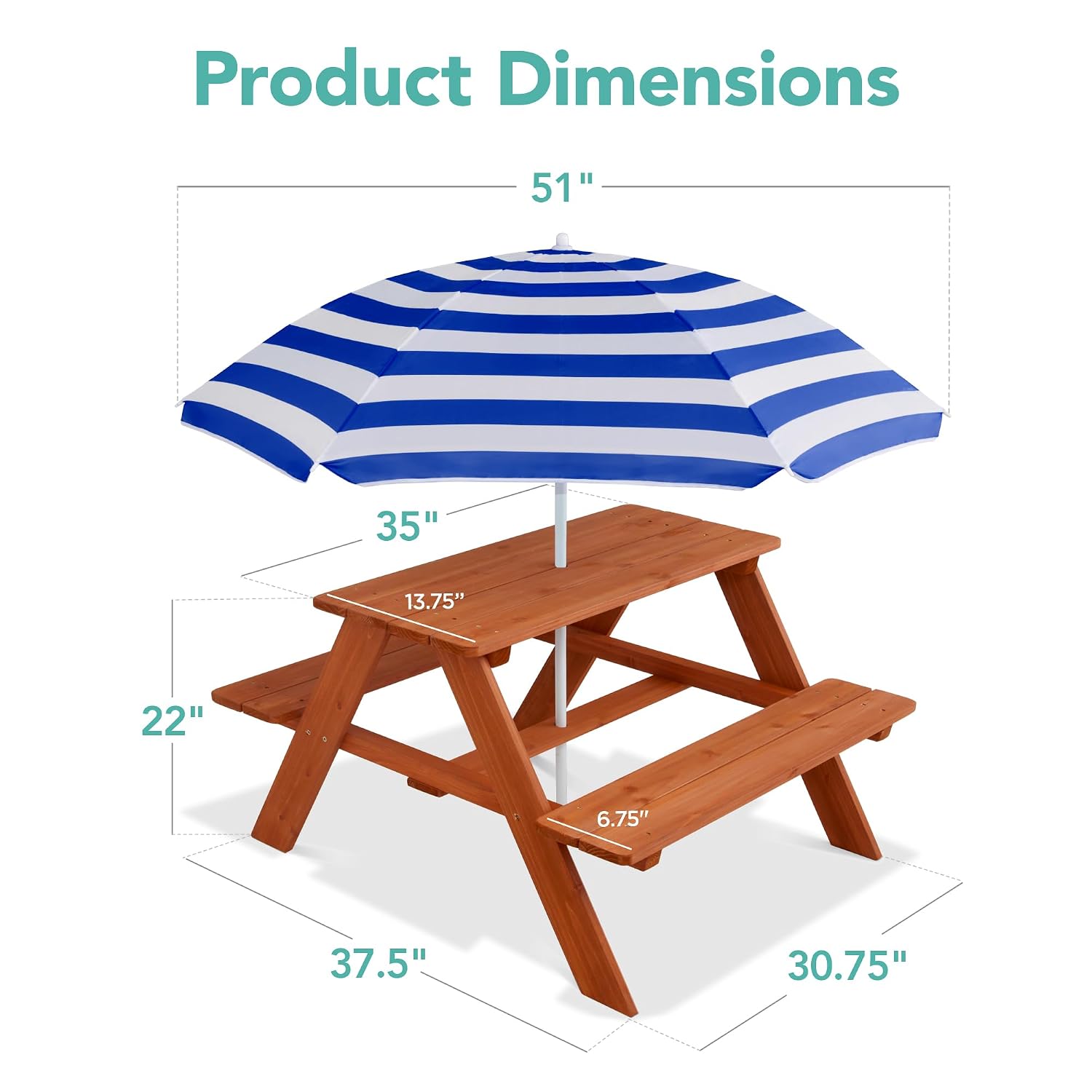 우드 키즈 피크닉 테이블(우산 포함), 야외 활동 테이 - Kids Outdoor Umbrella For Table 리뷰 및 가격